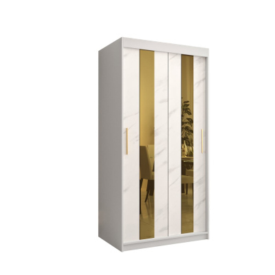 Designer gardrób arany tükörrel 4-es FOGANTYÚ - szélesség 100 cm, fehér