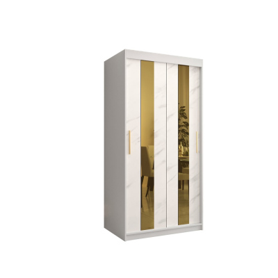 Designer gardrób arany tükörrel 4-es FOGANTYÚ - szélesség 100 cm, fehér
