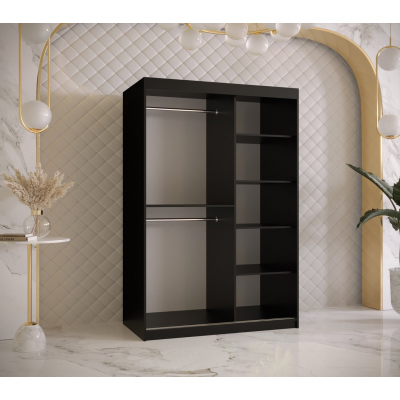 Designer gardrób arany tükörrel 4-es FOGANTYÚ - szélesség 120 cm, fekete