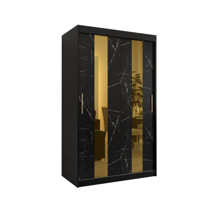 Designer gardrób arany tükörrel 4-es FOGANTYÚ - szélesség 120 cm, fekete