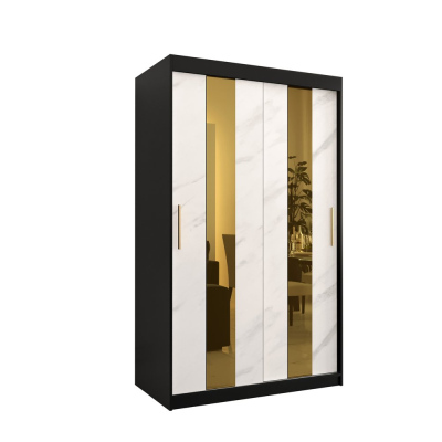 Designer gardrób arany tükörrel 4. FOGANTYÚ - szélesség 120 cm, fekete / fehér