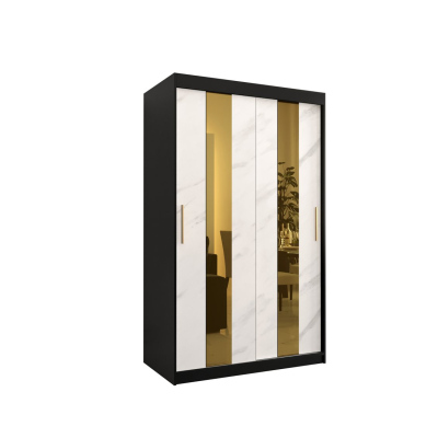 Designer gardrób arany tükörrel 4. FOGANTYÚ - szélesség 120 cm, fekete / fehér