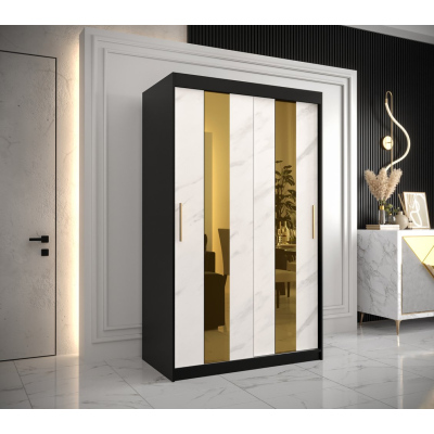 Designer gardrób arany tükörrel 4. FOGANTYÚ - szélesség 120 cm, fekete / fehér