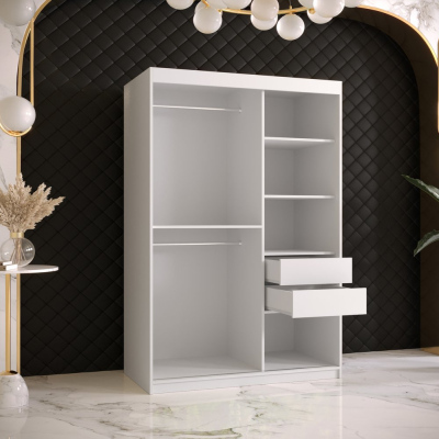 Designer gardrób arany tükörrel 4. FOGANTYÚ - szélesség 120 cm, fehér / fekete