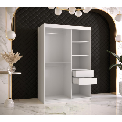 Designer gardrób arany tükörrel 4. FOGANTYÚ - szélesség 120 cm, fehér / fekete