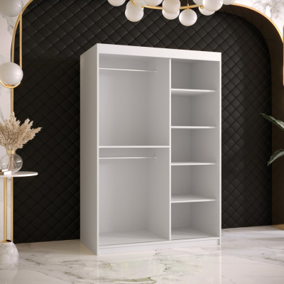 Designer gardrób arany tükörrel 4. FOGANTYÚ - szélesség 120 cm, fehér / fekete