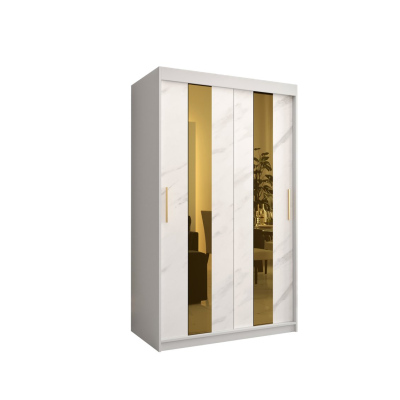 Designer gardrób arany tükörrel 4-es FOGANTYÚ - szélesség 120 cm, fehér