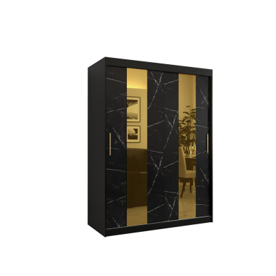 Designer gardrób arany tükörrel 4-es FOGANTYÚ - szélesség 150 cm, fekete
