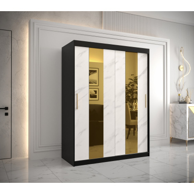 Designer gardrób arany tükörrel 4. FOGANTYÚ - szélesség 150 cm, fekete / fehér
