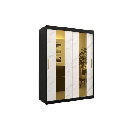 Designer gardrób arany tükörrel 4. FOGANTYÚ - szélesség 150 cm, fekete / fehér