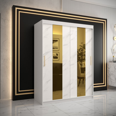 Designer gardrób arany tükörrel 4. FOGANTYÚ - szélesség 150 cm, fehér