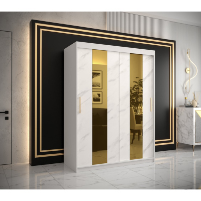 Designer gardrób arany tükörrel 4. FOGANTYÚ - szélesség 150 cm, fehér