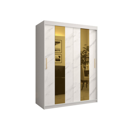 Designer gardrób arany tükörrel 4. FOGANTYÚ - szélesség 150 cm, fehér