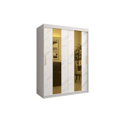 Designer gardrób arany tükörrel 4. FOGANTYÚ - szélesség 150 cm, fehér