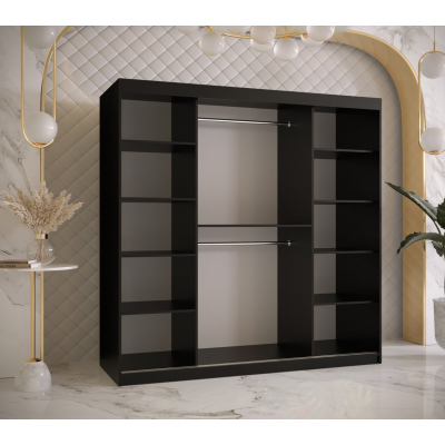 Designer gardrób arany tükörrel 4. FOGANTYÚ - szélesség 180 cm, fekete / fehér