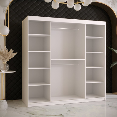 Designer gardrób arany tükörrel 4. FOGANTYÚ - szélesség 180 cm, fehér / fekete