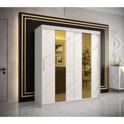 Designer gardrób arany tükörrel 4. FOGANTYÚ - szélesség 180 cm, fehér