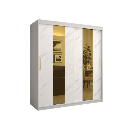 Designer gardrób arany tükörrel 4. FOGANTYÚ - szélesség 180 cm, fehér