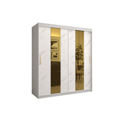 Designer gardrób arany tükörrel 4. FOGANTYÚ - szélesség 180 cm, fehér