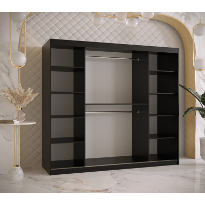 Designer gardrób arany tükörrel 4-es FOGANTYÚ - szélesség 200 cm, fekete