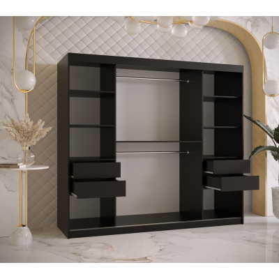 Designer gardrób arany tükörrel 4. FOGANTYÚ - szélesség 200 cm, fekete / fehér