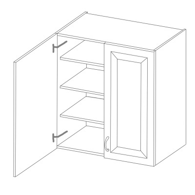 LAILI magas faliszekrény - szélesség 80 cm, szürke / fehér