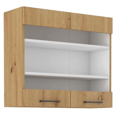 Felső vitrines szekrény MALILA - szélesség 80 cm, artisan tölgyfa
