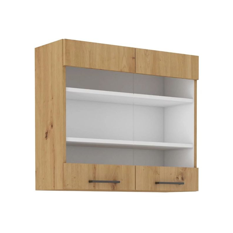 Felső vitrines szekrény MALILA - szélesség 80 cm, artisan tölgyfa