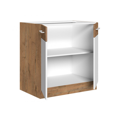 VANYA alsó kétajtós szekrény - szélesség 80 cm, fehér / lancelot tölgy