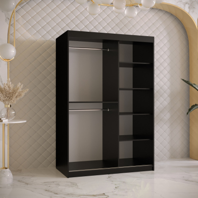 RAISA 1 ruhásszekrény - szélesség 120 cm, fekete / fehér