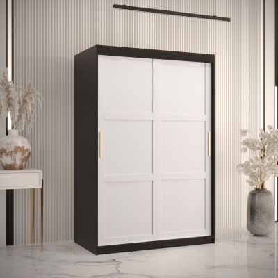 RAISA 1 ruhásszekrény - szélesség 120 cm, fekete / fehér