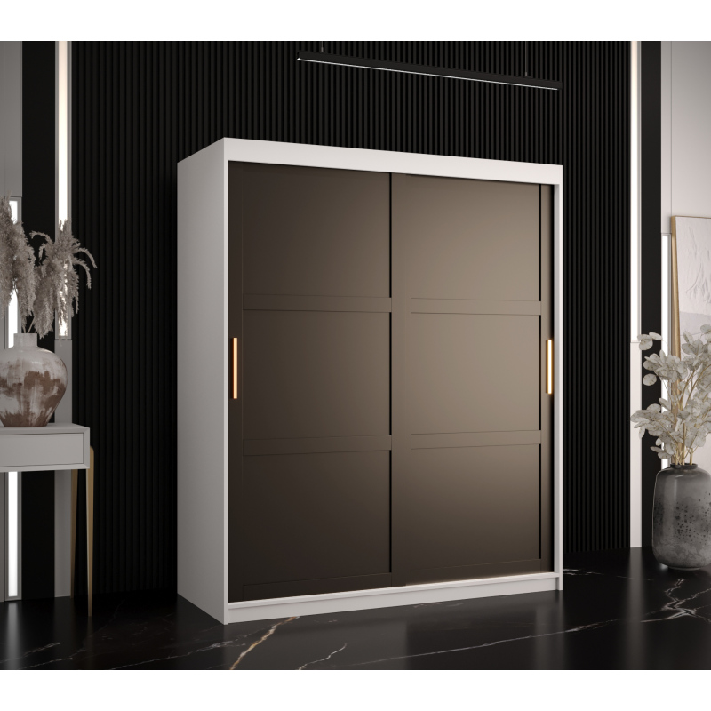 RAISA 1 ruhásszekrény - szélesség 150 cm, fehér / fekete