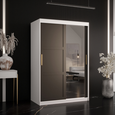 RAISA 2 ruhásszekrény - szélesség 120 cm, fehér / fekete