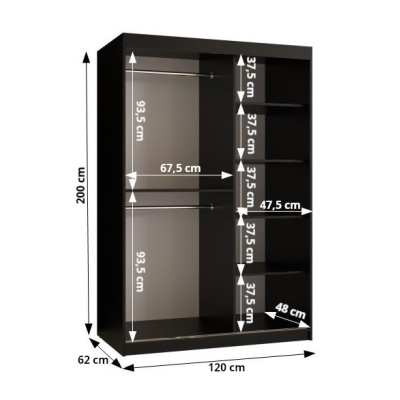 RAISA 2 gardrób szekrény - 120 cm széles, fehér