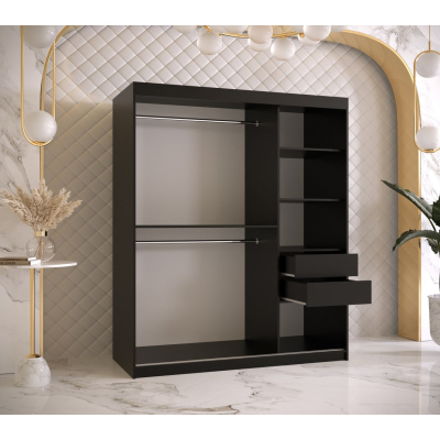 RAISA 2 ruhásszekrény - szélesség 150 cm, fekete