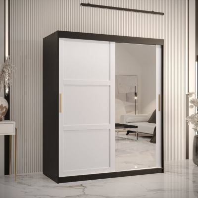 RAISA 2 ruhásszekrény - szélesség 150 cm, fekete / fehér
