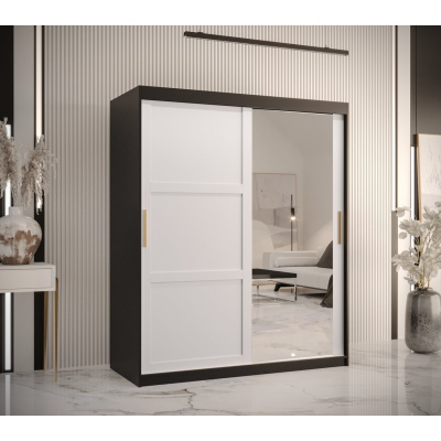RAISA 2 ruhásszekrény - szélesség 150 cm, fekete / fehér