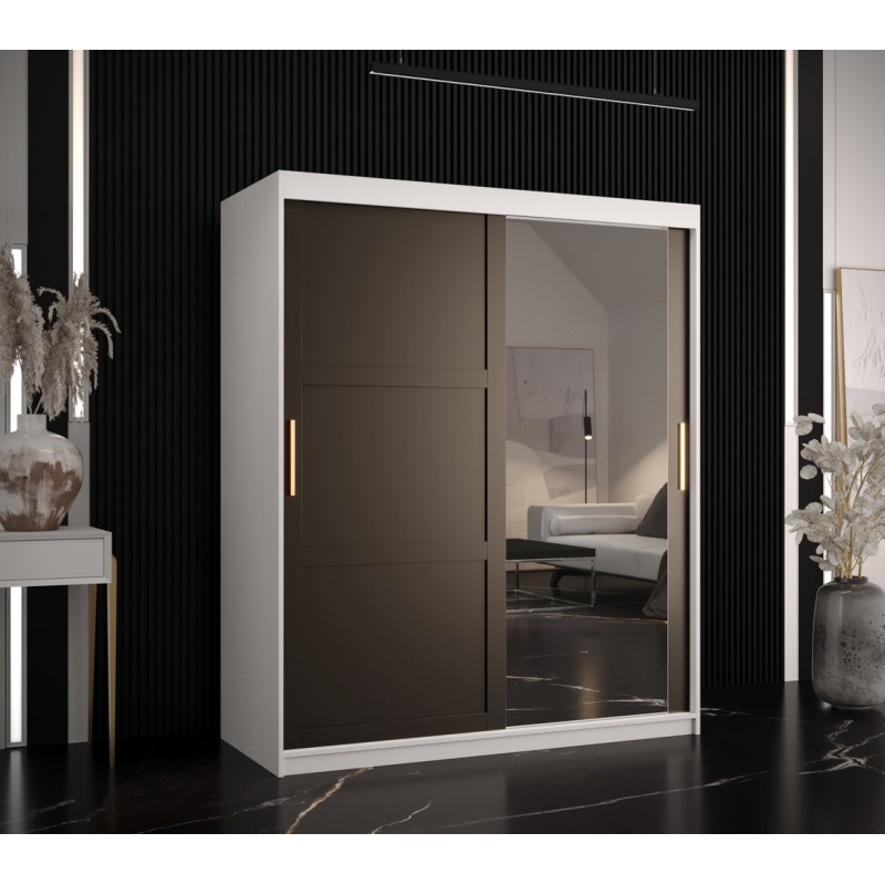 RAISA 2 ruhásszekrény - szélesség 150 cm, fehér / fekete