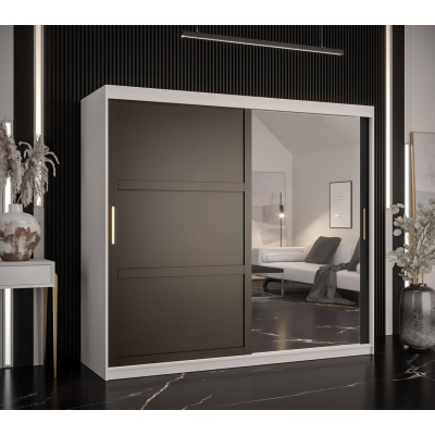 RAISA 2 ruhásszekrény - szélesség 200 cm, fehér / fekete