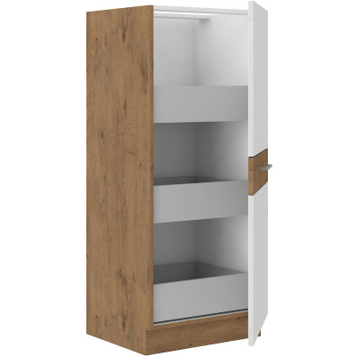 VANYA rejtett fiókos konyhaszekrény - szélesség 50 cm, fehér / lancelot tölgy
