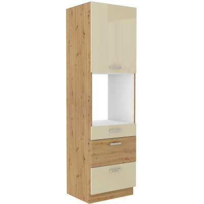 ADARA beépített sütőhöz való konyhaszekrény fiókokkal - szélesség 60 cm, krém / artisan tölgy