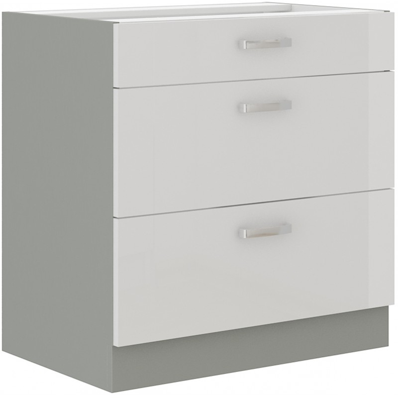 ULLERIKE alsó fiókos szekrény - szélesség 80 cm, fehér / szürke