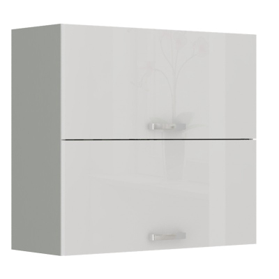 ULLERIKE felső felnyitható szekrény - szélesség 80 cm, fehér / szürke