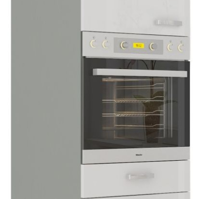 ULLERIKE magas szekrény fiókokkal beépített sütőhöz - szélesség 60 cm, fehér / szürke