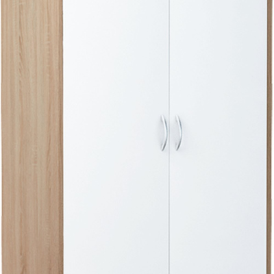 Kétajtós VILIA ruhásszekrény - szélesség 85 cm, sonoma tölgy / fehér