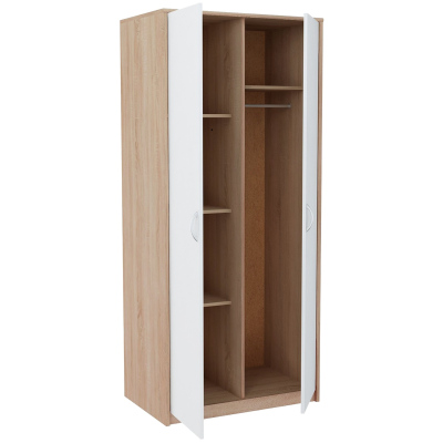 Kétajtós VILIA ruhásszekrény - szélesség 85 cm, sonoma tölgy / fehér