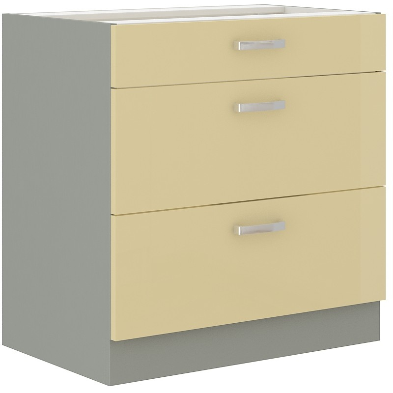 ULLERIKE alsó fiókos szekrény - szélesség 80 cm, krém / szürke