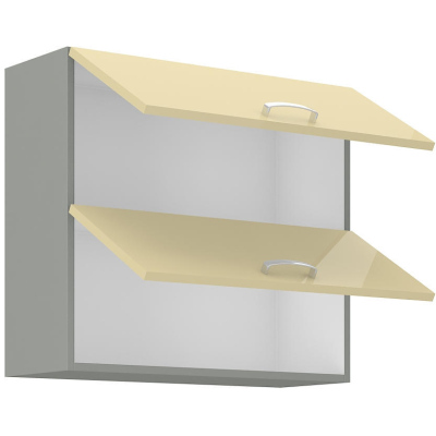 ULLERIKE felső felnyitható szekrény - szélesség 80 cm, krém / szürke