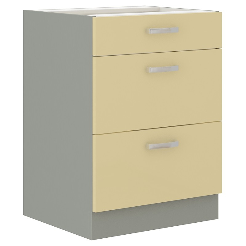 ULLERIKE fiókos szekrény - szélesség 60 cm, krém / szürke
