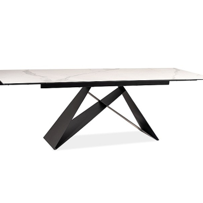 VIDOR 2 kihúzható étkezőasztal - 160x90, fehér márvány / fekete